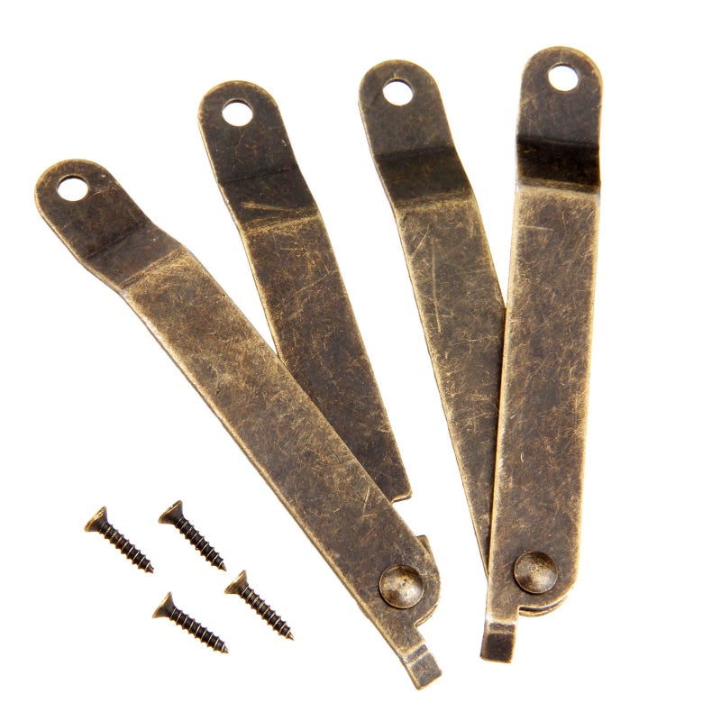 Dophee 2Pcs Antique Bronze Rotatable Folding Lid Support Stay Hinges for Home Furniture Cabinet Wooden Boxes Cases Display - 5.71"x 3.31"x 0.43 - Image 1